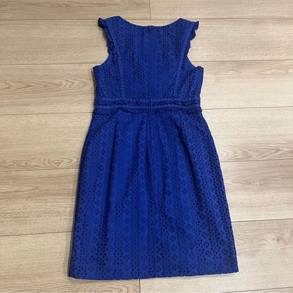Lilly Pulitzer Kaylee Lapis Lazuli Blue Eyelet Shift Dress Petite Petal Size 6 - Picture 3 of 7